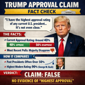 Fact check graphic comparing Donald Trump approval rating with historical presidential approval polls