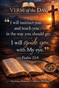 Bible verse Psalm 32:8 about God guiding and instructing believers.