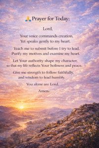 Christian prayer graphic about humility, obedience, and submitting to God’s authority with faith and wisdom.